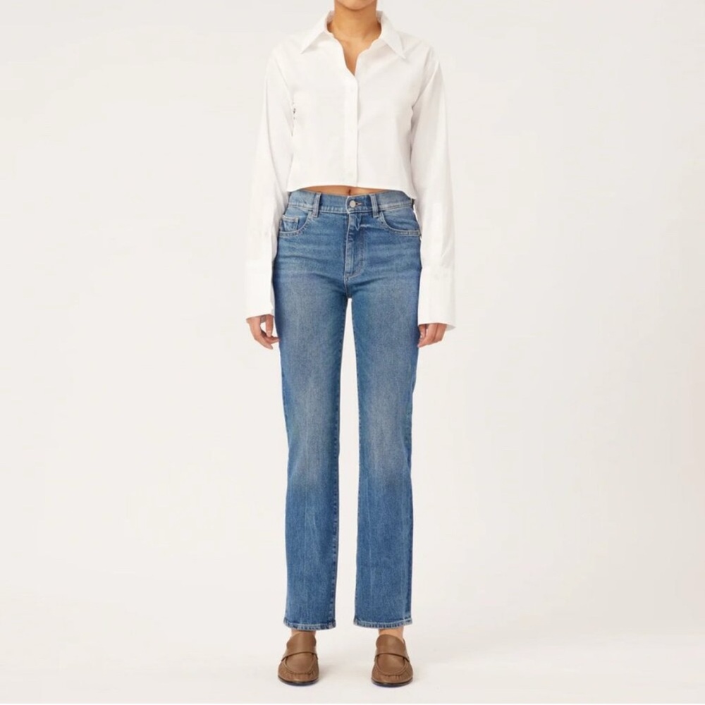 DL1961 Straight Leg Jeans in Medium Blue Wash